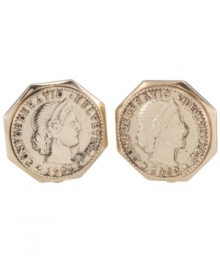 Vintage style that makes perfect cents. Elegant and artistic, Carolee's intricate coin earrings features a clip-on backing for non-pierced ears. Crafted from antique gold-plated mixed metal. Approximate diameter: 3/4 inch. Vintage style that makes perfect cents. Elegant and artistic, Carolee's intricate coin earrings features a clip-on backing for non-pierced ears. Crafted from antique gold-plated mixed metal. Approximate diameter: 3/4 inch.