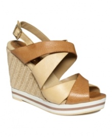 Summer sandals go sporty with an athletic-inspired platform design by Gunmetal. The Christina wedges are your go-to go-everywhere sandal with their two-tone leather and braided heel. Summer sandals go sporty with an athletic-inspired platform design by Gunmetal. The Christina wedges are your go-to go-everywhere sandal with their two-tone leather and braided heel.
