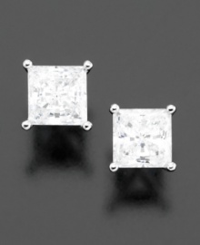 Princess-cut cubic zirconia (4 ct. t.w) earrings add a touch of glamour to your look. Set in sterling silver finished in platinum, by CRISLU. Princess-cut cubic zirconia (4 ct. t.w) earrings add a touch of glamour to your look. Set in sterling silver finished in platinum, by CRISLU.