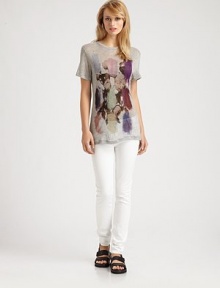 Ultra-soft, slightly sheer modal, printed with a painterly floral motif.CrewneckShort sleevesModalDry cleanMade in Italy of imported fabricModel shown is 5'10 (177cm) wearing US size Small. Ultra-soft, slightly sheer modal, printed with a painterly floral motif.CrewneckShort sleevesModalDry cleanMade in Italy of imported fabricModel shown is 5'10 (177cm) wearing US size Small.