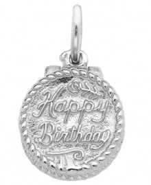 A decorative--and delightful!--dessert! Celebrate someone special's big day with this sweet birthday cake charm from Rembrandt. Best of all, it lasts forever and is calorie-free! Set in sterling silver. Approximate drop: 1 inch.