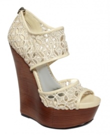 Eat your heart out, boys. The Celia sandals by BEBE guarantee double takes with their lovely lace upper and dangerously high wedge heel. Eat your heart out, boys. The Celia sandals by BEBE guarantee double takes with their lovely lace upper and dangerously high wedge heel.