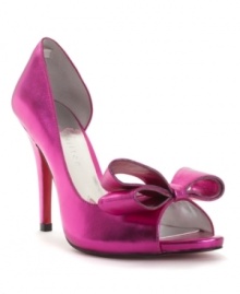 The Senorita Peep Toe Pumps from Paris Hilton are red carpet ready with their standout stiletto heel and flirty, oversized bow decor. The Senorita Peep Toe Pumps from Paris Hilton are red carpet ready with their standout stiletto heel and flirty, oversized bow decor.