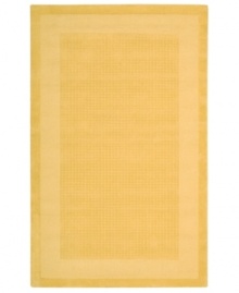 In sunny yellow, this bright rug adds some cheer to every space. A distinctive center grid gives the rug a delightful texture while coordinating well with both traditional and modern interiors. Hand-tufted of wool for premium softness and durability. In sunny yellow, this bright rug adds some cheer to every space. A distinctive center grid gives the rug a delightful texture while coordinating well with both traditional and modern interiors. Hand-tufted of wool for premium softness and durability.
