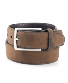 Complete your refined casual look with this suede belt from Tasso Elba. Complete your refined casual look with this suede belt from Tasso Elba.