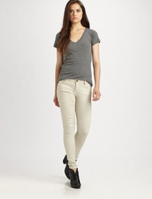 Ankle-grazing skinnies with lots of stretch, roughened by moto-inspired seaming and a hint of swag. THE FITMedium rise, about 8Inseam, about 30THE DETAILSButton closureZip flyFive-pocket styleCotton/polyester/spandexDry cleanMade in USAModel shown is 5'11 (178cm) wearing US size 4. Ankle-grazing skinnies with lots of stretch, roughened by moto-inspired seaming and a hint of swag. THE FITMedium rise, about 8Inseam, about 30THE DETAILSButton closureZip flyFive-pocket styleCotton/polyester/spandexDry cleanMade in USAModel shown is 5'11 (178cm) wearing US size 4.