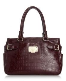 For the love of luxe, this croc-embossed design from AK Anne Klein lends a look of uptown elegance. Dazzling golden hardware and signature accents adorn the outside, while the pocket-lined interior provides plenty of room for your fashionista essentials. For the love of luxe, this croc-embossed design from AK Anne Klein lends a look of uptown elegance. Dazzling golden hardware and signature accents adorn the outside, while the pocket-lined interior provides plenty of room for your fashionista essentials.