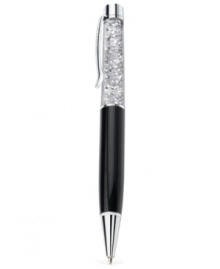 Penmanship with panache. Swarovski's crystalline ballpoint pen is crafted with silver-tone and anthracite details, and features clear crystals for a sparkling touch. Item comes packaged in a velvet pouch. Black ink. Approximate size: 5-3/5 x 3/5 inches. Penmanship with panache. Swarovski's crystalline ballpoint pen is crafted with silver-tone and anthracite details, and features clear crystals for a sparkling touch. Item comes packaged in a velvet pouch. Black ink. Approximate size: 5-3/5 x 3/5 inches.