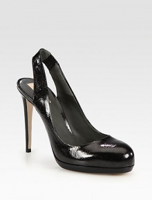 A soft-stretch slingback design of glitter patent leather rests on a platform with a slim heel. Stacked heel, 4½ (115mm)Hidden stacked platform, 1 (25mm)Compares to a 3½ heel (90mm)Glitter patent leather upperLeather lining and solePadded insoleMade in ItalyOUR FIT MODEL RECOMMENDS ordering one half size up as this style runs small. A soft-stretch slingback design of glitter patent leather rests on a platform with a slim heel. Stacked heel, 4½ (115mm)Hidden stacked platform, 1 (25mm)Compares to a 3½ heel (90mm)Glitter patent leather upperLeather lining and solePadded insoleMade in ItalyOUR FIT MODEL RECOMMENDS ordering one half size up as this style runs small.