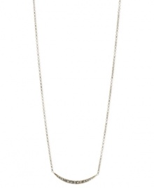 Stay ahead of the curve. Fossil's crescent necklace is crafted from gold-tone stainless steel with sparkling black accents giving it a a radiant touch. Approximate length: 16 inches + 2-inch extender. Stay ahead of the curve. Fossil's crescent necklace is crafted from gold-tone stainless steel with sparkling black accents giving it a a radiant touch. Approximate length: 16 inches + 2-inch extender.