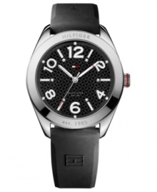 A sporty black silicone watch with touches of sophistication from Tommy Hilfiger. A sporty black silicone watch with touches of sophistication from Tommy Hilfiger.