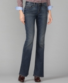 These jeans from Tommy Hilfiger offer a bootcut silhouette made to contour your curves. Rendered in faded denim, they look like well-worn favorites, which they will surely become! These jeans from Tommy Hilfiger offer a bootcut silhouette made to contour your curves. Rendered in faded denim, they look like well-worn favorites, which they will surely become!