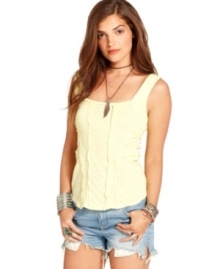 The allover raw-hem trim lends an edge to this Free People tank -- perfect for a casual-chic undone look! The allover raw-hem trim lends an edge to this Free People tank -- perfect for a casual-chic undone look!