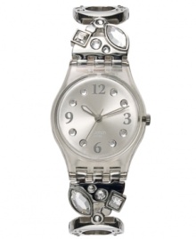 A timepiece from Swatch's Menthol Tone White collection as lovely as your favorite charm bracelet. A timepiece from Swatch's Menthol Tone White collection as lovely as your favorite charm bracelet.