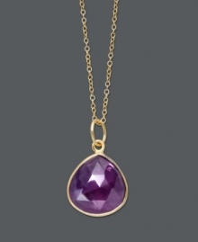 A simple drop of color can make a standout statement. This pretty Studio Silver pendant features an amethyst drop (6-1/2 ct. t.w.) strung from a dainty 18k gold over sterling silver chain. Approximate length: 18 inches. Approximate drop: 3/4 inch. A simple drop of color can make a standout statement. This pretty Studio Silver pendant features an amethyst drop (6-1/2 ct. t.w.) strung from a dainty 18k gold over sterling silver chain. Approximate length: 18 inches. Approximate drop: 3/4 inch.