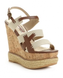 Go wild with the unique and flirty design of the Beserk wedge sandals by Two Lips. You'll fit right in at the clambake with the natural cork and rattan platform. Go wild with the unique and flirty design of the Beserk wedge sandals by Two Lips. You'll fit right in at the clambake with the natural cork and rattan platform.