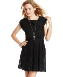 From the femme lace fabric to the back cutout and a-line shape, sweet details unite on a dress designed to charm! From Urban Hearts. From the femme lace fabric to the back cutout and a-line shape, sweet details unite on a dress designed to charm! From Urban Hearts.