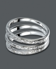 Sweet, stackable style with a hint of sparkle. This trendy, three ring set by Victoria Townsend features sterling silver bands accented with seamless rows of diamond accents. Size 7. Sweet, stackable style with a hint of sparkle. This trendy, three ring set by Victoria Townsend features sterling silver bands accented with seamless rows of diamond accents. Size 7.