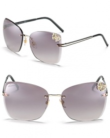 As beautiful as a butterfly, these oversized rimless sunglasses are sure to turn heads. As beautiful as a butterfly, these oversized rimless sunglasses are sure to turn heads.