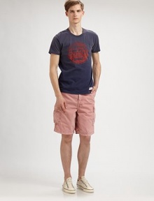 A warm weather essential, these ruggedly handsome cargo shorts are crafted in cool cotton and updated in a stately hue.Side slash, back flap pocketscargo pocketsStitched back flap pocketsInseam, about 10CottonMachine washMade in USA A warm weather essential, these ruggedly handsome cargo shorts are crafted in cool cotton and updated in a stately hue.Side slash, back flap pocketscargo pocketsStitched back flap pocketsInseam, about 10CottonMachine washMade in USA