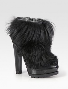 This untamed silhouette achieves maximum impact with gleaming patent leather accents and genuine lamb hair. Patent leather heel, 5¾ (145mm)Patent leather platform, 1½ (40mm)Compares to a 4¼ heel (110mm)Leather and genuine lamb hair upperSide zipLeather liningRubber trek solePadded insoleImportedThis style runs true to size. We recommend ordering your usual size for a standard fit. This untamed silhouette achieves maximum impact with gleaming patent leather accents and genuine lamb hair. Patent leather heel, 5¾ (145mm)Patent leather platform, 1½ (40mm)Compares to a 4¼ heel (110mm)Leather and genuine lamb hair upperSide zipLeather liningRubber trek solePadded insoleImportedThis style runs true to size. We recommend ordering your usual size for a standard fit.