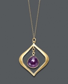 A bold twist on the traditional evil eye pendant -- Studio Silver's design boasts rich, intricate colors and a unique design. A pear-cut amethyst (6-1/2 ct. t.w.) forms the eye within a shiny 18k gold over sterling silver setting. Approximate length: 18 inches. Approximate drop: 1-1/2 inches. A bold twist on the traditional evil eye pendant -- Studio Silver's design boasts rich, intricate colors and a unique design. A pear-cut amethyst (6-1/2 ct. t.w.) forms the eye within a shiny 18k gold over sterling silver setting. Approximate length: 18 inches. Approximate drop: 1-1/2 inches.