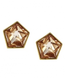 Five-sided stunners. Vince Camuto's pretty stud earrings feature faceted champagne-colored glass set in gold tone mixed metal. Approximate diameter: 1/2 inch. Five-sided stunners. Vince Camuto's pretty stud earrings feature faceted champagne-colored glass set in gold tone mixed metal. Approximate diameter: 1/2 inch.