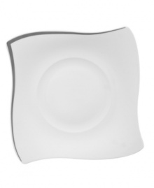 The rave is about the shape. A modern wave is defined by a platinum outline to update any table setting. Tossed salads and tantalizing appetizers have never looked better! Salad plate shown front in center. The rave is about the shape. A modern wave is defined by a platinum outline to update any table setting. Tossed salads and tantalizing appetizers have never looked better! Salad plate shown front in center.