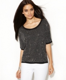 This wardrobe essential gets an edgy makeover with studs and a high-low hem! INC's top adds a rock-n-roll vibe to any outfit. This wardrobe essential gets an edgy makeover with studs and a high-low hem! INC's top adds a rock-n-roll vibe to any outfit.