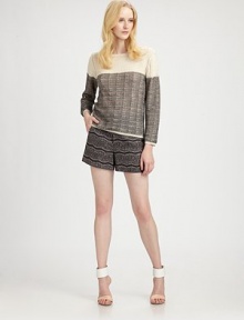 Delicate basket-weave alpaca boasts muted stripes in this reversible boatneck pullover.BoatneckThree-quarter sleevesInside-out seams on shoulder and armholeAbout 21½ from shoulder to hemAlpacaDry cleanImportedModel shown is 5'10 (177cm) wearing US size Small. Delicate basket-weave alpaca boasts muted stripes in this reversible boatneck pullover.BoatneckThree-quarter sleevesInside-out seams on shoulder and armholeAbout 21½ from shoulder to hemAlpacaDry cleanImportedModel shown is 5'10 (177cm) wearing US size Small.
