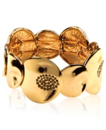 Become a golden goddess with this stretch bracelet from Jones New York. Subtle glass accents add sparkling charm. Stretches to fit wrist. Crafted in gold tone mixed metal. Become a golden goddess with this stretch bracelet from Jones New York. Subtle glass accents add sparkling charm. Stretches to fit wrist. Crafted in gold tone mixed metal.