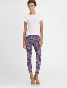 Vibrant printed denim - this season's must-have look - hugs the body in a sleek, sexy fit.THE FITSkinny fitRise, about 8Inseam, about 25THE DETAILSZip flyFive-pocket style43% lycocel/26% cotton/17% rayon/13% polyester/1% spandexMachine washMade in USA of imported fabricModel shown is 5'10 (177cm) wearing US size 4. Vibrant printed denim - this season's must-have look - hugs the body in a sleek, sexy fit.THE FITSkinny fitRise, about 8Inseam, about 25THE DETAILSZip flyFive-pocket style43% lycocel/26% cotton/17% rayon/13% polyester/1% spandexMachine washMade in USA of imported fabricModel shown is 5'10 (177cm) wearing US size 4.