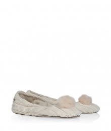 Finish your laid-back look in comfort and style in these ultra-cozy shearling lined ballerinas from UGG Australia - Cable knit upper, wispy pom-pom, shearling lining - Pair with lounge pants and favorite cashmere pullovers Finish your laid-back look in comfort and style in these ultra-cozy shearling lined ballerinas from UGG Australia - Cable knit upper, wispy pom-pom, shearling lining - Pair with lounge pants and favorite cashmere pullovers