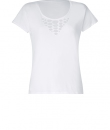 Rocker-chic looks get a super soft finish with Zadig & Voltaires cut-out cotton tee - Scooped neckline, short sleeves, cut-out holes at neckline - Easy straight fit - Pair with edgy jeans and urban-cool accessories Rocker-chic looks get a super soft finish with Zadig & Voltaires cut-out cotton tee - Scooped neckline, short sleeves, cut-out holes at neckline - Easy straight fit - Pair with edgy jeans and urban-cool accessories