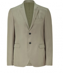 Inject instant sophistication into your workweek style with this slim blazer from Costume National -Narrow notched lapels, two-button closure, front single chest pocket and two flap pockets, tailored fit, back flap detail - Style with slim trousers, a sleek button down, and dress shoes