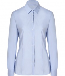 Detailed in a flattering blend of stretch cotton, Hugos feminine fitted shirt is a smart investment perfect for setting the foundation for workweek looks - Classic collar, long sleeves, buttoned cuffs, button-down front, tailored seaming, shirttail hemline - Figure-hugging cut - Wear with practically anything for a clean, tailored look Detailed in a flattering blend of stretch cotton, Hugos feminine fitted shirt is a smart investment perfect for setting the foundation for workweek looks - Classic collar, long sleeves, buttoned cuffs, button-down front, tailored seaming, shirttail hemline - Figure-hugging cut - Wear with practically anything for a clean, tailored look