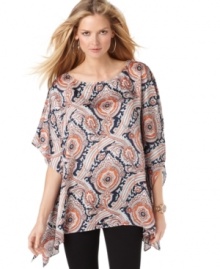 Stylishly slouchy, this paisley-printed MICHAEL Michael Kors tunic looks effortlessly chic with skinny jeans or leggings! Stylishly slouchy, this paisley-printed MICHAEL Michael Kors tunic looks effortlessly chic with skinny jeans or leggings!