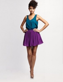 Slightly gathered silk in an easy tank silhouette with raw-edge chiffon trim.Scoopneck Wide straps Pullover style About 26 from shoulder to hem Silk Dry clean Made in USA of imported fabric Slightly gathered silk in an easy tank silhouette with raw-edge chiffon trim.Scoopneck Wide straps Pullover style About 26 from shoulder to hem Silk Dry clean Made in USA of imported fabric
