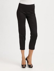 THE LOOKFlat front Side zip closure Sport satin finish Vented back hemTHE FITSlim, cropped leg Slight stretch design Rise, about 9 ½ Inseam, about 25 ½THE MATERIAL97% cotton/3% elastaneCARE & ORIGINMachine wash Imported THE LOOKFlat front Side zip closure Sport satin finish Vented back hemTHE FITSlim, cropped leg Slight stretch design Rise, about 9 ½ Inseam, about 25 ½THE MATERIAL97% cotton/3% elastaneCARE & ORIGINMachine wash Imported