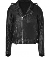 The classic biker jacket goes luxe with this stylish update from Golden Goose - Front zip closure, epaulets, front zip pockets, waistband with tab details, zip detailed cuffs - Pair with jeans, a rocker tee, and boots