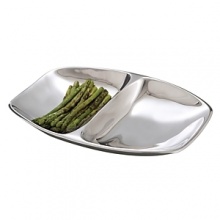 Sleek and subtly contemporary, the Marupa Divided Server by Todd Myers looks so good, you'll swear it makes your food tastier! Gently sloped sides and a sloop-shaped depression in the center lend architectural appeal to its gleaming metal alloy body. And because it holds up to three types of appetizer (or two appetizers and a dip), this server is your ally in your quest for an uncluttered dinner table. Give it as a wedding gift that will please any couple, no matter their aesthetic of choice, and watch the invites to future nuptials come pouring in. Sleek and subtly contemporary, the Marupa Divided Server by Todd Myers looks so good, you'll swear it makes your food tastier! Gently sloped sides and a sloop-shaped depression in the center lend architectural appeal to its gleaming metal alloy body. And because it holds up to three types of appetizer (or two appetizers and a dip), this server is your ally in your quest for an uncluttered dinner table. Give it as a wedding gift that will please any couple, no matter their aesthetic of choice, and watch the invites to future nuptials come pouring in.