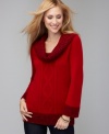 Mix it up in Style&co.'s petite sweater: The contrasting marled and cable knits combine to create a sophisticated look.
