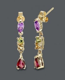 Elegance defined. These luminous, Victoria Townsend drops will add life to your look with marquise and round-cut garnet (3/4 ct. t.w.), amethyst (3/4 ct. t.w.), citrine 91/5 ct. t.w.), and peridot (1/5 ct. t.w.). Crafted in 18k gold over sterling silver. Approximate drop: 1 inch. Elegance defined. These luminous, Victoria Townsend drops will add life to your look with marquise and round-cut garnet (3/4 ct. t.w.), amethyst (3/4 ct. t.w.), citrine 91/5 ct. t.w.), and peridot (1/5 ct. t.w.). Crafted in 18k gold over sterling silver. Approximate drop: 1 inch.