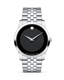 Men's Movado Museum Classic® watch in solid stainless steel with black Museum dial.