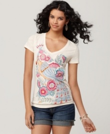 A colorful pheasant and flower print makes this Lucky Brand Jeans tee easy to accessorize, and the extra soft feel will make it one of your favorites to wear. A colorful pheasant and flower print makes this Lucky Brand Jeans tee easy to accessorize, and the extra soft feel will make it one of your favorites to wear.