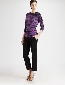 Soft fine-knit cotton, printed with a kinetic, tie dye-inspired design.Jewel necklineLong sleevesCottonDry cleanMade in Italy of domestic fabricModel shown is 5'11 (180cm) wearing US size Small. Soft fine-knit cotton, printed with a kinetic, tie dye-inspired design.Jewel necklineLong sleevesCottonDry cleanMade in Italy of domestic fabricModel shown is 5'11 (180cm) wearing US size Small.
