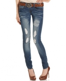 The best way to look totally destructed? Rock these skinnies from Dollhouse! A slew of rips at the front make these jeans rugged to the max. The best way to look totally destructed? Rock these skinnies from Dollhouse! A slew of rips at the front make these jeans rugged to the max.