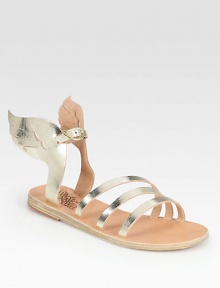 Inspired from Greek mythology, this metallic leather go-to has skinny straps and unique wing details at the ankle. Metallic leather upperLeather lining and soleMade in GreeceOUR FIT MODEL RECOMMENDS ordering true whole size; ½ sizes should order the next whole size up. Inspired from Greek mythology, this metallic leather go-to has skinny straps and unique wing details at the ankle. Metallic leather upperLeather lining and soleMade in GreeceOUR FIT MODEL RECOMMENDS ordering true whole size; ½ sizes should order the next whole size up.