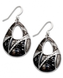 Decoratively detailed. An intricately textured surface stands out on these unique teardrop-shaped earrings from Style&co. Crafted in antique silver tone mixed metal with jet enamel, they're a chic choice for mixing and matching with your wardrobe. Approximate drop: 2 inches. Decoratively detailed. An intricately textured surface stands out on these unique teardrop-shaped earrings from Style&co. Crafted in antique silver tone mixed metal with jet enamel, they're a chic choice for mixing and matching with your wardrobe. Approximate drop: 2 inches.