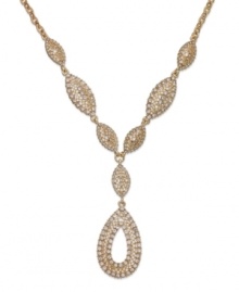 Y not go glam! This chic Charter Club necklace shimmers with crystal accents on a Y-silhouette. Crafted in 14k gold-plated mixed metal. Approximate length: 16 inches + 3-inch extender. Approximate drop: 2-1/2 inches. Y not go glam! This chic Charter Club necklace shimmers with crystal accents on a Y-silhouette. Crafted in 14k gold-plated mixed metal. Approximate length: 16 inches + 3-inch extender. Approximate drop: 2-1/2 inches.